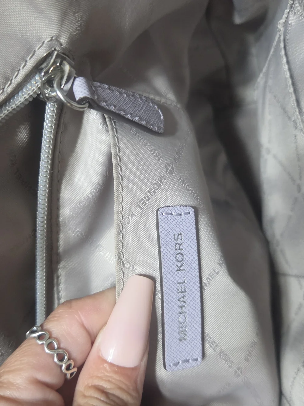 Michael Kors Lavender  Leather Tote with Silver MK Charm